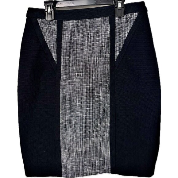 Calvin Klein Above the Knee Skirt Size 4 Office Work Party Black/Ivory NEW $89 - Picture 4 of 6